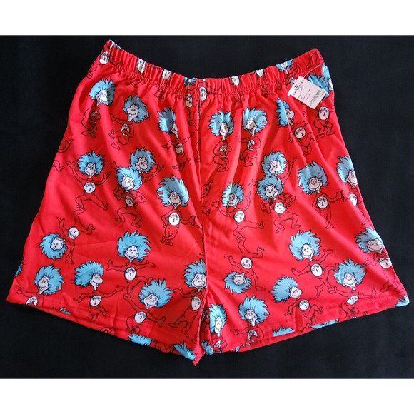 Dr. Seuss Thing 1 & 2 Slim Boxer Shorts Sleep Shorts Pajamas PJ Size Large L NWT - Picture 1 of 6
